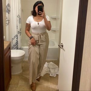Khaki Flowy Pants